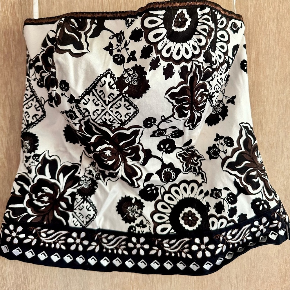 White House Black Market Monochrome Patterned Bustier Size M